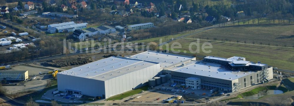 Luftaufnahme Hoppegarten - Baustelle zum Neubau der Europazentrale Clinton in Hoppegarten im Bundesland Brandenburg