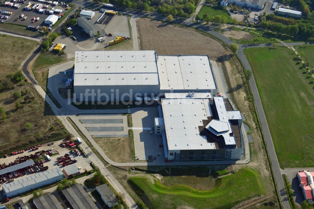 Hoppegarten von oben - Baustelle zum Neubau der Europazentrale Clinton in Hoppegarten im Bundesland Brandenburg