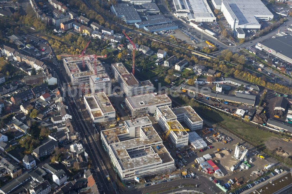 Mülheim an der Ruhr von oben - Baustelle zum Neubau der Fachhochschule / Hochschule Ruhr West in Mülheim an der Ruhr im Bundesland Nordrhein-Westfalen NRW