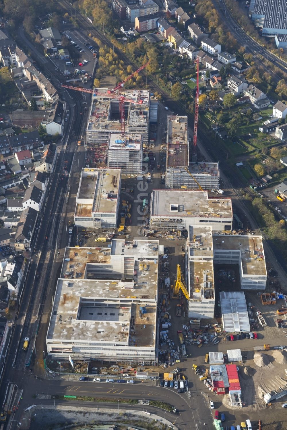 Mülheim an der Ruhr aus der Vogelperspektive: Baustelle zum Neubau der Fachhochschule / Hochschule Ruhr West in Mülheim an der Ruhr im Bundesland Nordrhein-Westfalen NRW