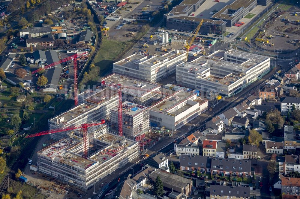 Luftbild Mülheim an der Ruhr - Baustelle zum Neubau der Fachhochschule / Hochschule Ruhr West in Mülheim an der Ruhr im Bundesland Nordrhein-Westfalen NRW