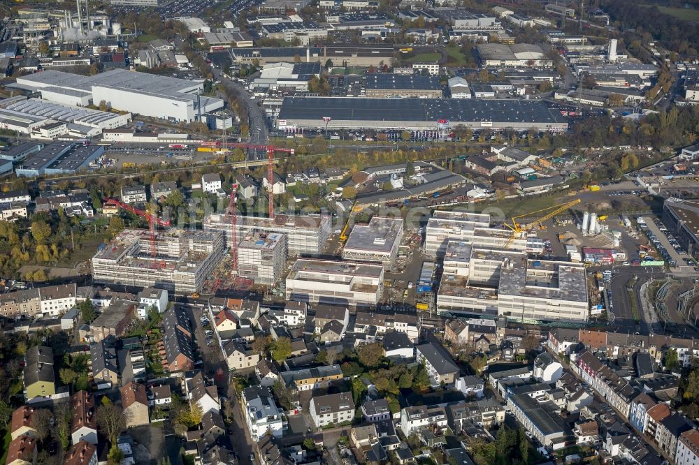 Luftaufnahme Mülheim an der Ruhr - Baustelle zum Neubau der Fachhochschule / Hochschule Ruhr West in Mülheim an der Ruhr im Bundesland Nordrhein-Westfalen NRW