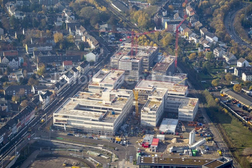 Mülheim an der Ruhr aus der Vogelperspektive: Baustelle zum Neubau der Fachhochschule / Hochschule Ruhr West in Mülheim an der Ruhr im Bundesland Nordrhein-Westfalen NRW