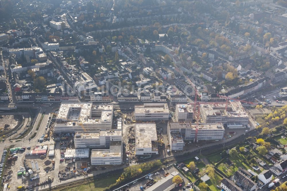 Luftaufnahme Mülheim an der Ruhr - Baustelle zum Neubau der Fachhochschule / Hochschule Ruhr West in Mülheim an der Ruhr im Bundesland Nordrhein-Westfalen NRW