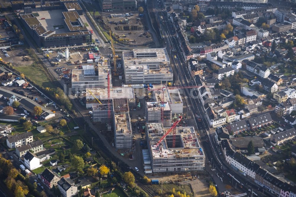 Mülheim an der Ruhr aus der Vogelperspektive: Baustelle zum Neubau der Fachhochschule / Hochschule Ruhr West in Mülheim an der Ruhr im Bundesland Nordrhein-Westfalen NRW