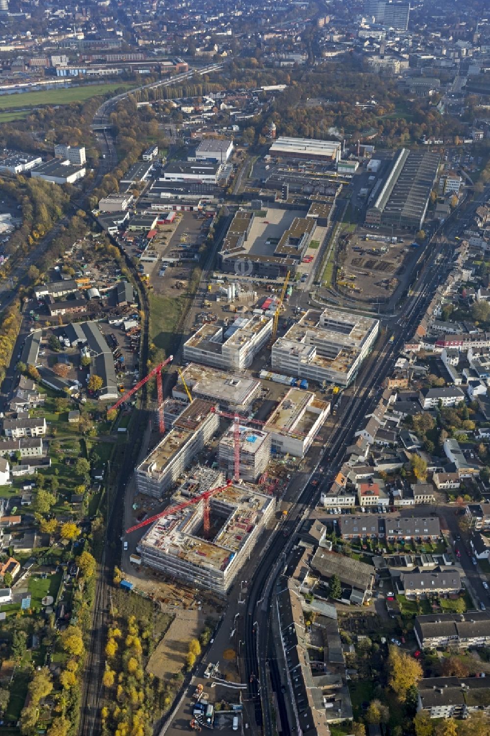 Mülheim an der Ruhr von oben - Baustelle zum Neubau der Fachhochschule / Hochschule Ruhr West in Mülheim an der Ruhr im Bundesland Nordrhein-Westfalen NRW