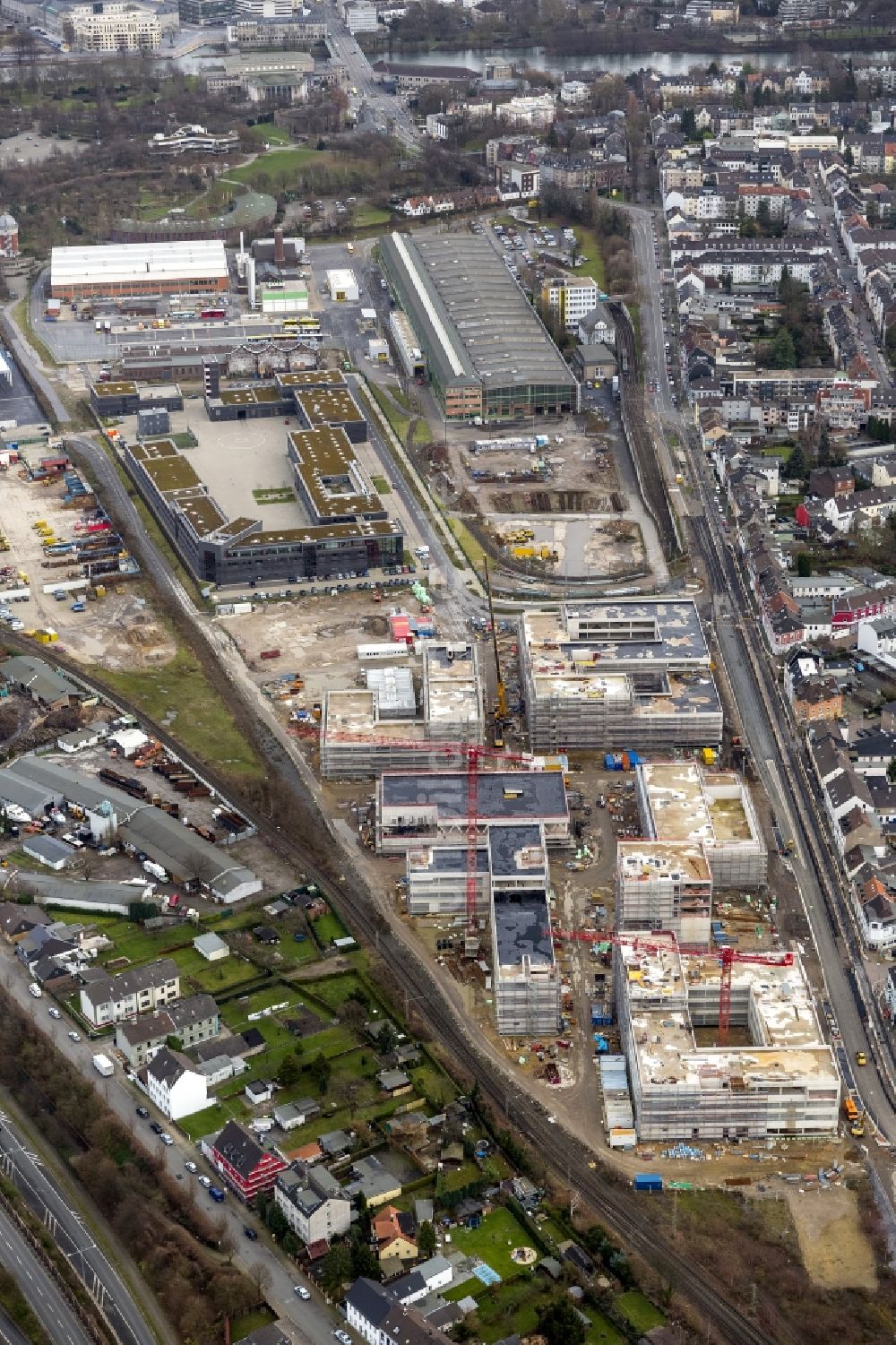 Luftbild Mülheim an der Ruhr - Baustelle zum Neubau der Fachhochschule / Hochschule Ruhr West in Mülheim an der Ruhr im Bundesland Nordrhein-Westfalen NRW