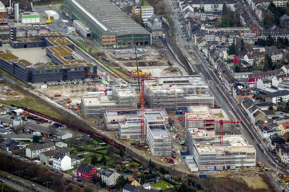 Luftaufnahme Mülheim an der Ruhr - Baustelle zum Neubau der Fachhochschule / Hochschule Ruhr West in Mülheim an der Ruhr im Bundesland Nordrhein-Westfalen NRW