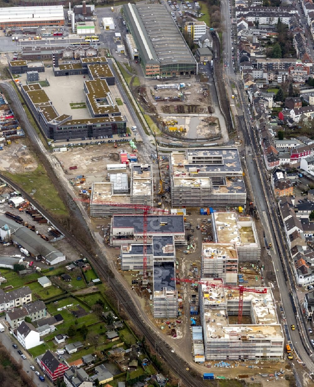 Mülheim an der Ruhr von oben - Baustelle zum Neubau der Fachhochschule / Hochschule Ruhr West in Mülheim an der Ruhr im Bundesland Nordrhein-Westfalen NRW