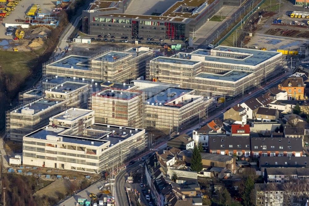 Luftaufnahme Mülheim an der Ruhr - Baustelle zum Neubau der Fachhochschule / Hochschule Ruhr West in Mülheim an der Ruhr im Bundesland Nordrhein-Westfalen NRW