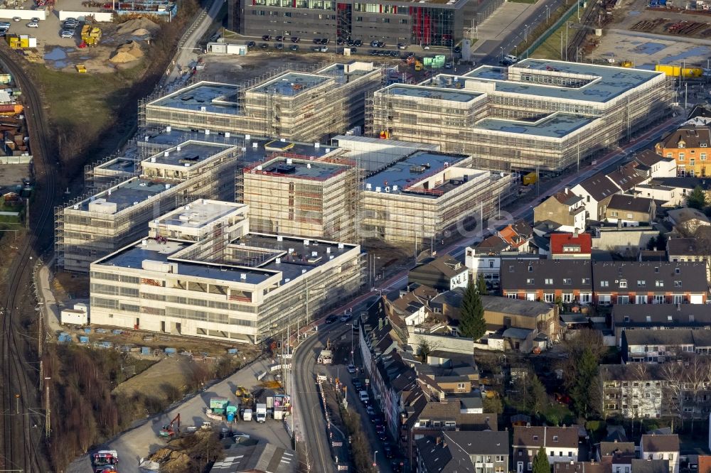 Mülheim an der Ruhr von oben - Baustelle zum Neubau der Fachhochschule / Hochschule Ruhr West in Mülheim an der Ruhr im Bundesland Nordrhein-Westfalen NRW