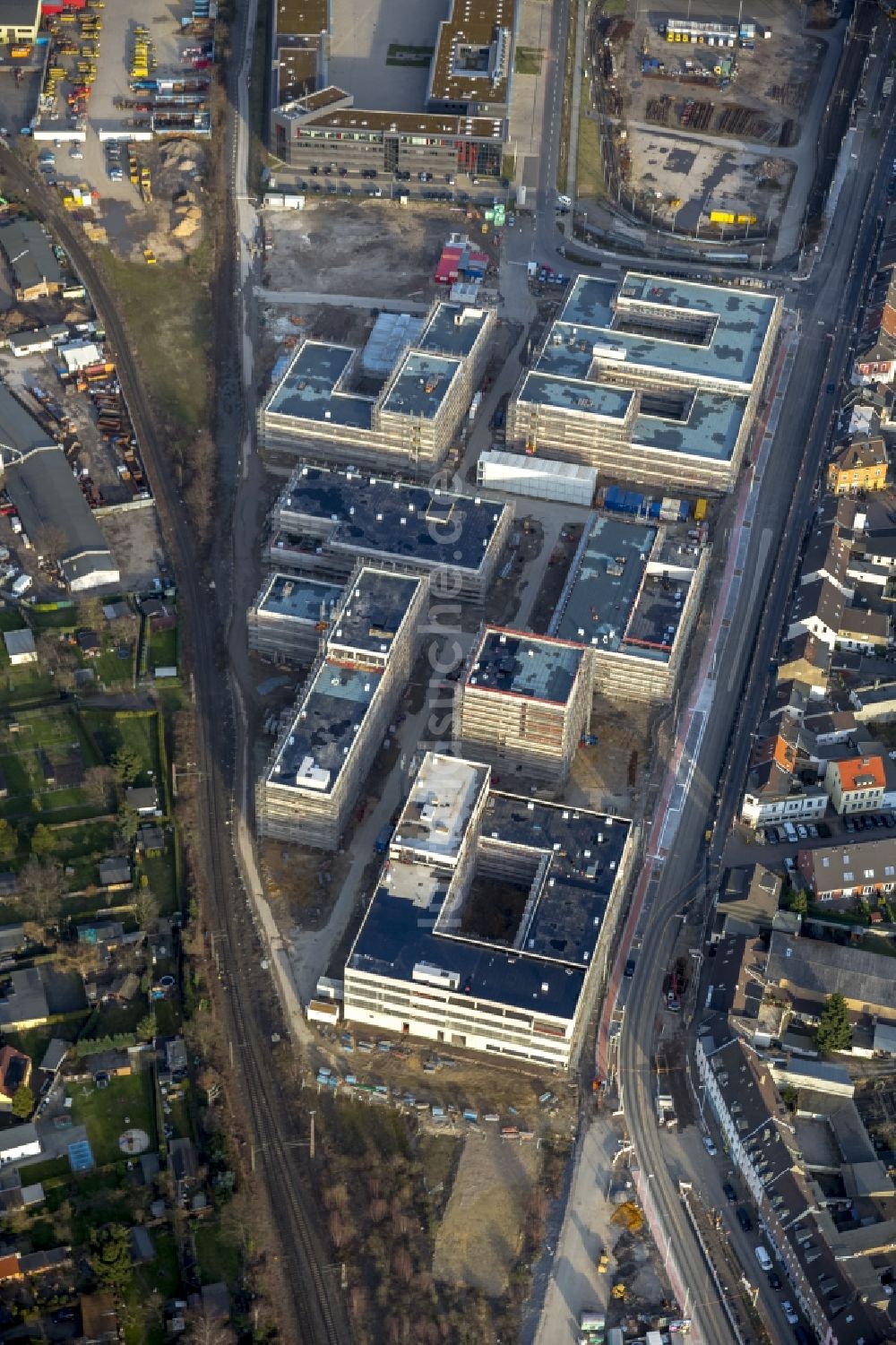 Mülheim an der Ruhr von oben - Baustelle zum Neubau der Fachhochschule / Hochschule Ruhr West in Mülheim an der Ruhr im Bundesland Nordrhein-Westfalen NRW