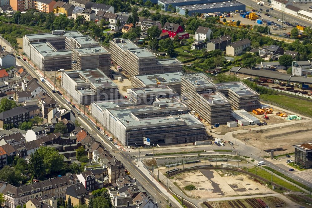 Mülheim an der Ruhr aus der Vogelperspektive: Baustelle zum Neubau der Fachhochschule / Hochschule Ruhr West in Mülheim an der Ruhr im Bundesland Nordrhein-Westfalen NRW