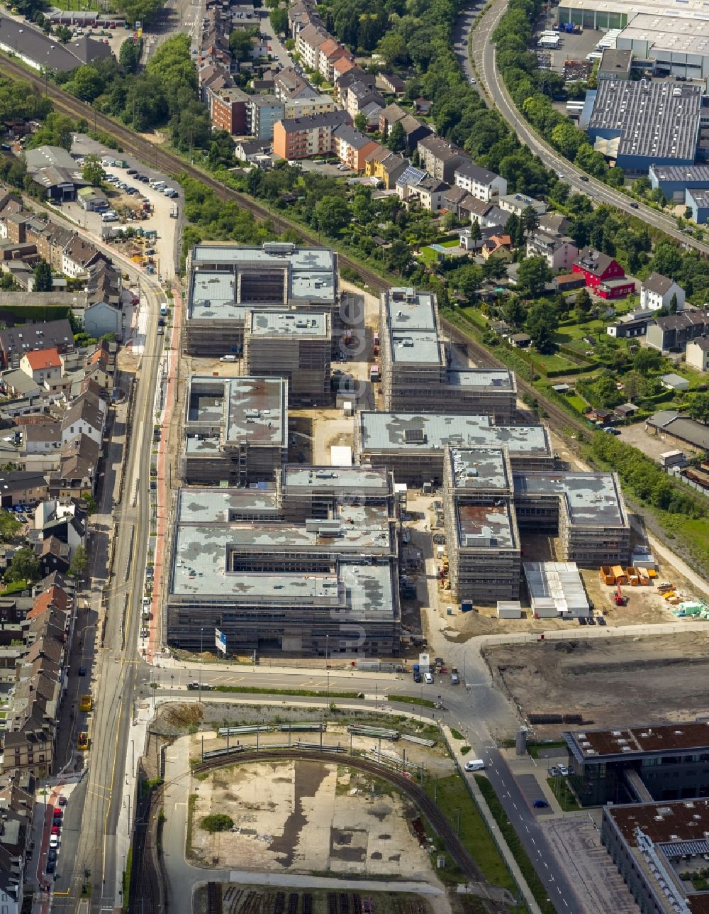 Luftbild Mülheim an der Ruhr - Baustelle zum Neubau der Fachhochschule / Hochschule Ruhr West in Mülheim an der Ruhr im Bundesland Nordrhein-Westfalen NRW