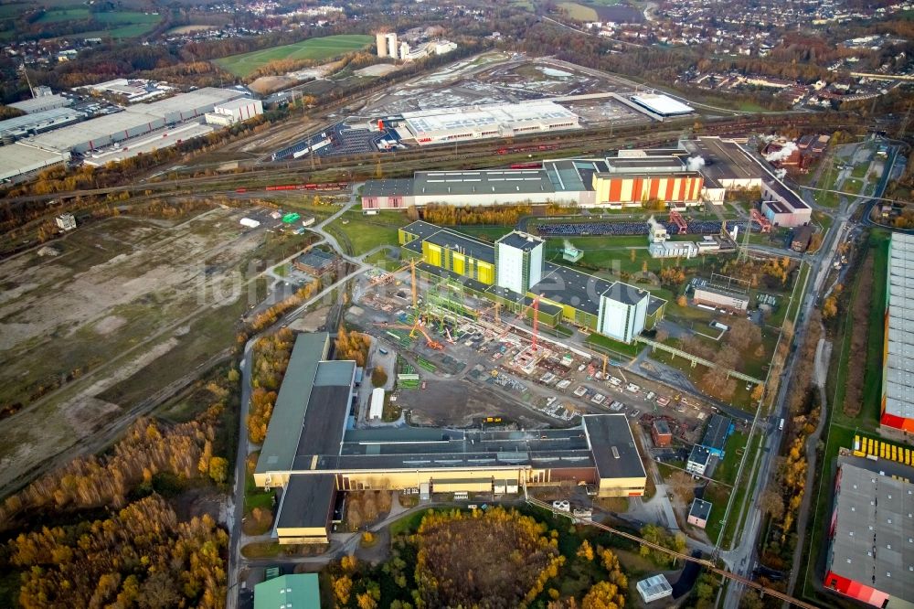 Dortmund aus der Vogelperspektive: Baustelle zum Neubau einer Feuerbeschichtungsanlage der thyssenkrupp Steel Europe AG in Dortmund im Bundesland Nordrhein-Westfalen, Deutschland