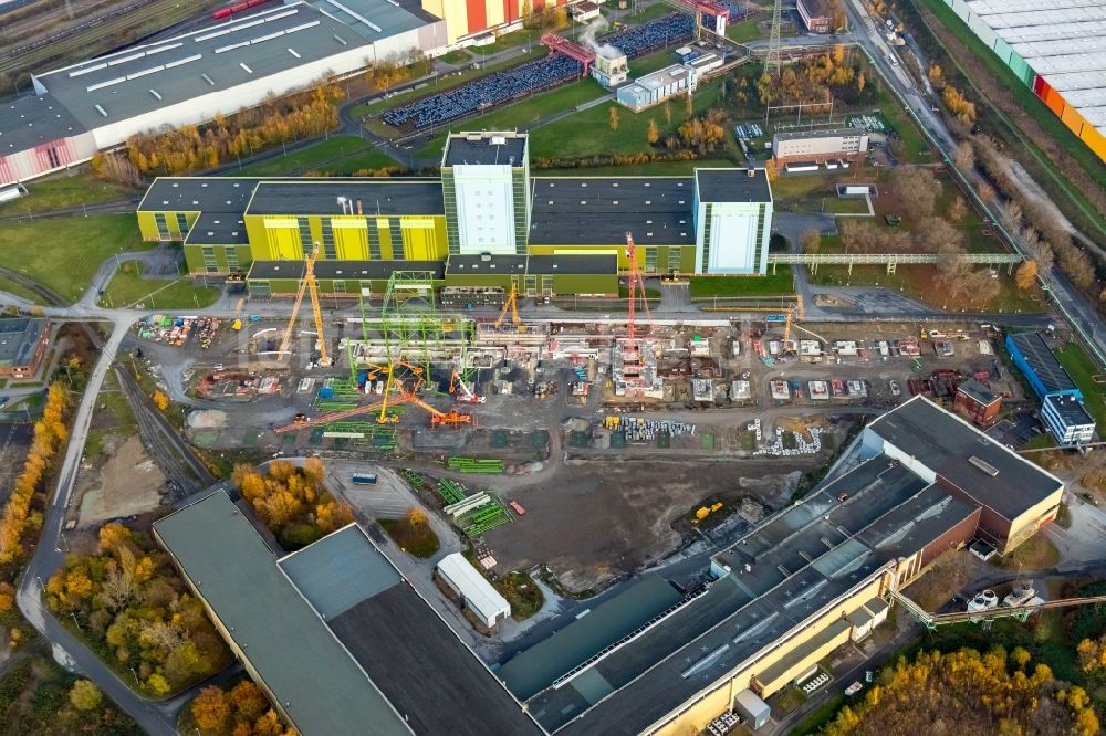 Dortmund von oben - Baustelle zum Neubau einer Feuerbeschichtungsanlage der thyssenkrupp Steel Europe AG in Dortmund im Bundesland Nordrhein-Westfalen, Deutschland