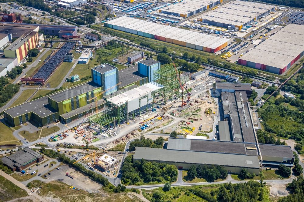 Luftaufnahme Dortmund - Baustelle zum Neubau einer Feuerbeschichtungsanlage der thyssenkrupp Steel Europe AG in Dortmund im Bundesland Nordrhein-Westfalen, Deutschland