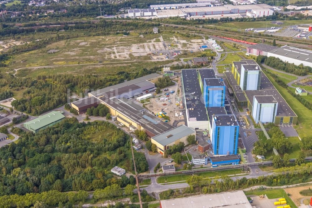 Dortmund von oben - Baustelle zum Neubau einer Feuerbeschichtungsanlage der thyssenkrupp Steel Europe AG in Dortmund im Bundesland Nordrhein-Westfalen, Deutschland