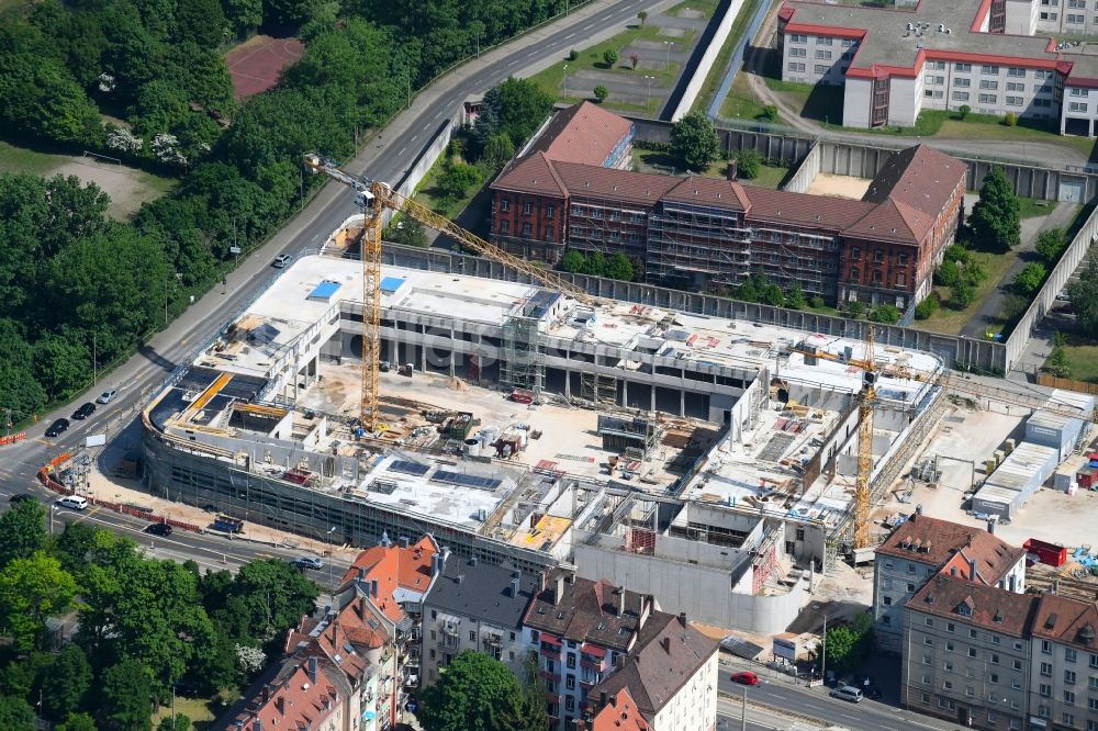 Luftaufnahme Nürnberg - Baustelle zum Neubau einer Feuerwache an der Maximilianstraße in Nürnberg im Bundesland Bayern, Deutschland