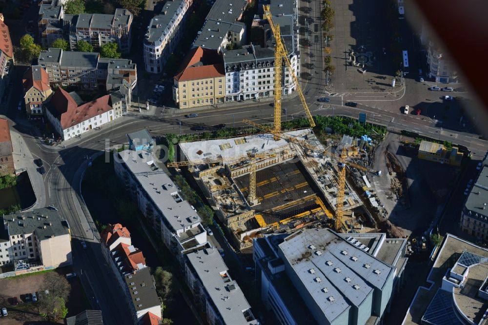 Halle (Saale) aus der Vogelperspektive: Baustelle zum Neubau des Finanzamtes in Halle (Saale) im Bundesland Sachsen-Anhalt