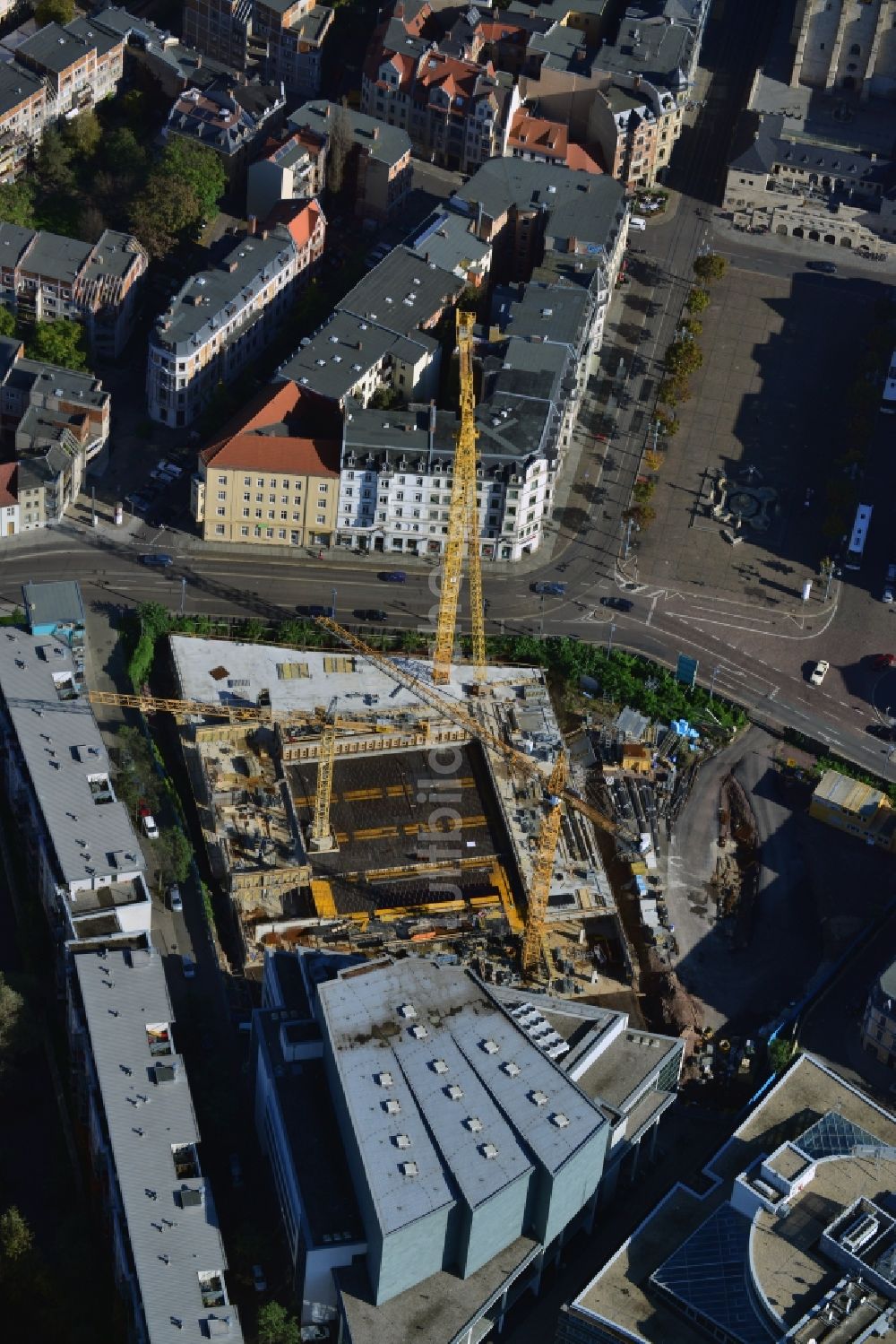 Luftbild Halle (Saale) - Baustelle zum Neubau des Finanzamtes in Halle (Saale) im Bundesland Sachsen-Anhalt