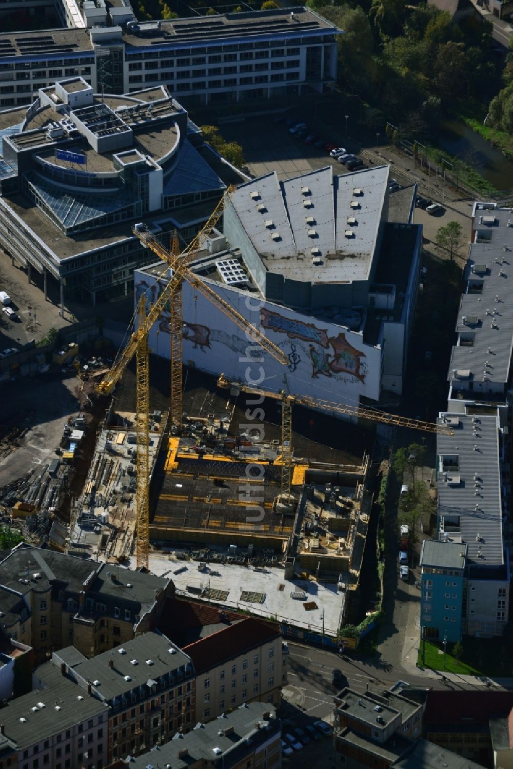 Luftbild Halle (Saale) - Baustelle zum Neubau des Finanzamtes in Halle (Saale) im Bundesland Sachsen-Anhalt