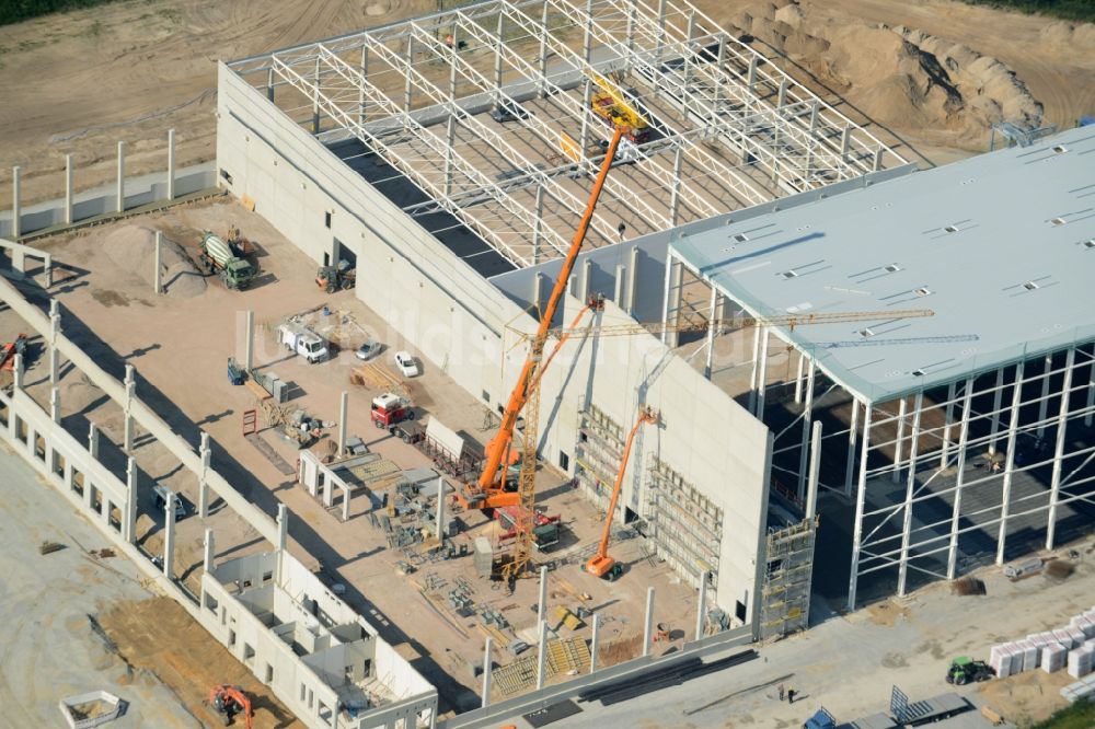 Luftaufnahme Gütersloh - Baustelle zum Neubau des Firmensitz Auto Meyer in Gütersloh im Bundesland Nordrhein-Westfalen