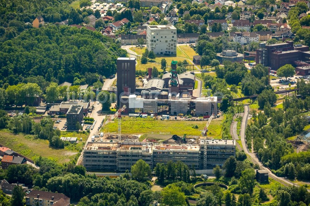 Luftaufnahme Essen - Baustelle zum Neubau der Folkwang Universität der Künste auf dem Welterbe Zollverein in Essen im Bundesland Nordrhein-Westfalen