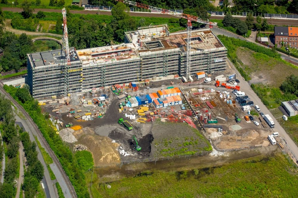 Essen aus der Vogelperspektive: Baustelle zum Neubau der Folkwang Universität der Künste auf dem Welterbe Zollverein in Essen im Bundesland Nordrhein-Westfalen