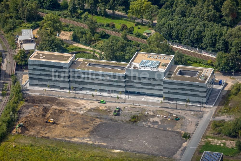 Essen von oben - Baustelle zum Neubau der Folkwang Universität der Künste auf dem Welterbe Zollverein in Essen im Bundesland Nordrhein-Westfalen