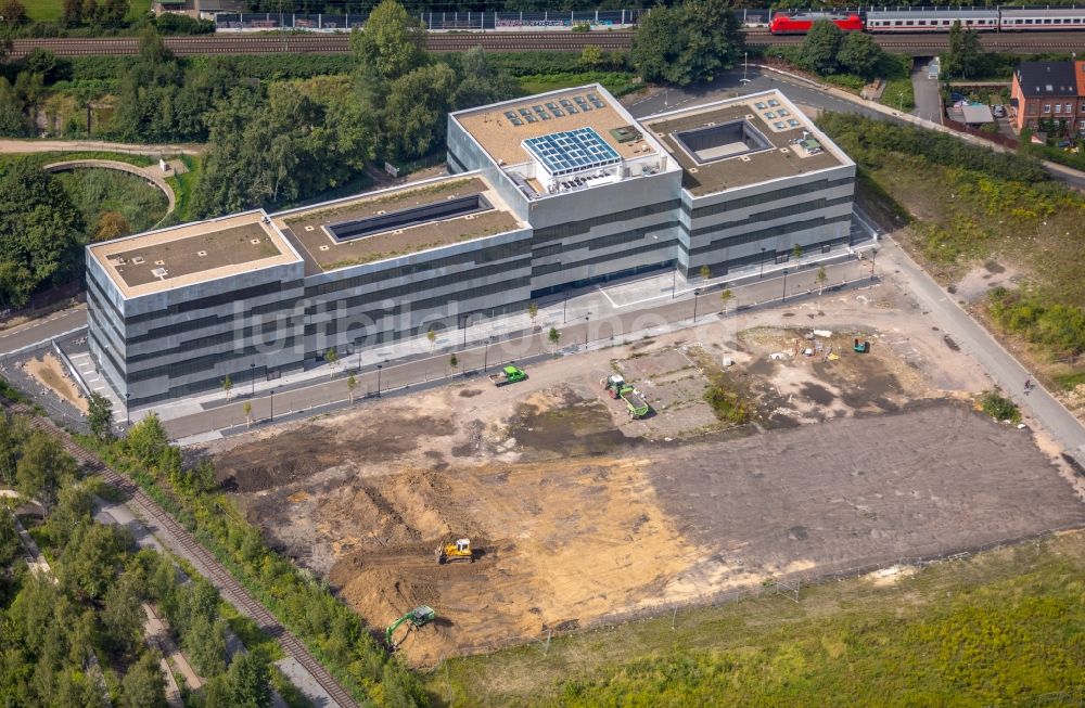 Essen aus der Vogelperspektive: Baustelle zum Neubau der Folkwang Universität der Künste auf dem Welterbe Zollverein in Essen im Bundesland Nordrhein-Westfalen