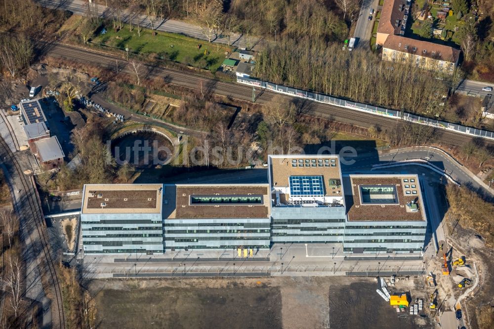 Essen aus der Vogelperspektive: Baustelle zum Neubau der Folkwang Universität der Künste auf dem Welterbe Zollverein in Essen im Bundesland Nordrhein-Westfalen