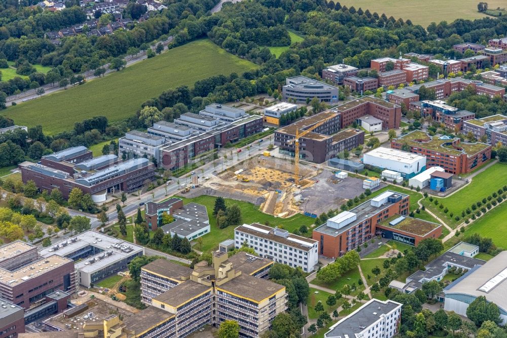 Dortmund aus der Vogelperspektive: Baustelle zum Neubau eines Forschungs- Gebäudes und Bürokomplex des For­schungs­zen­trum CALEDO an der Otto-Hahn-Straße in Dortmund im Bundesland Nordrhein-Westfalen, Deutschland