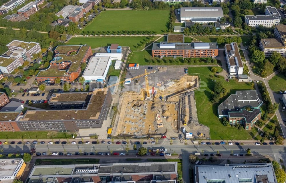 Luftaufnahme Dortmund - Baustelle zum Neubau eines Forschungs- Gebäudes und Bürokomplex des For­schungs­zen­trum CALEDO an der Otto-Hahn-Straße in Dortmund im Bundesland Nordrhein-Westfalen, Deutschland