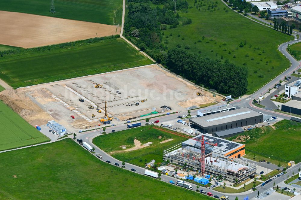 Bensheim aus der Vogelperspektive: Baustelle zum Neubau eines Forschungs- Gebäudes und Bürokomplex der Immundiagnostik AG in Bensheim im Bundesland Hessen, Deutschland