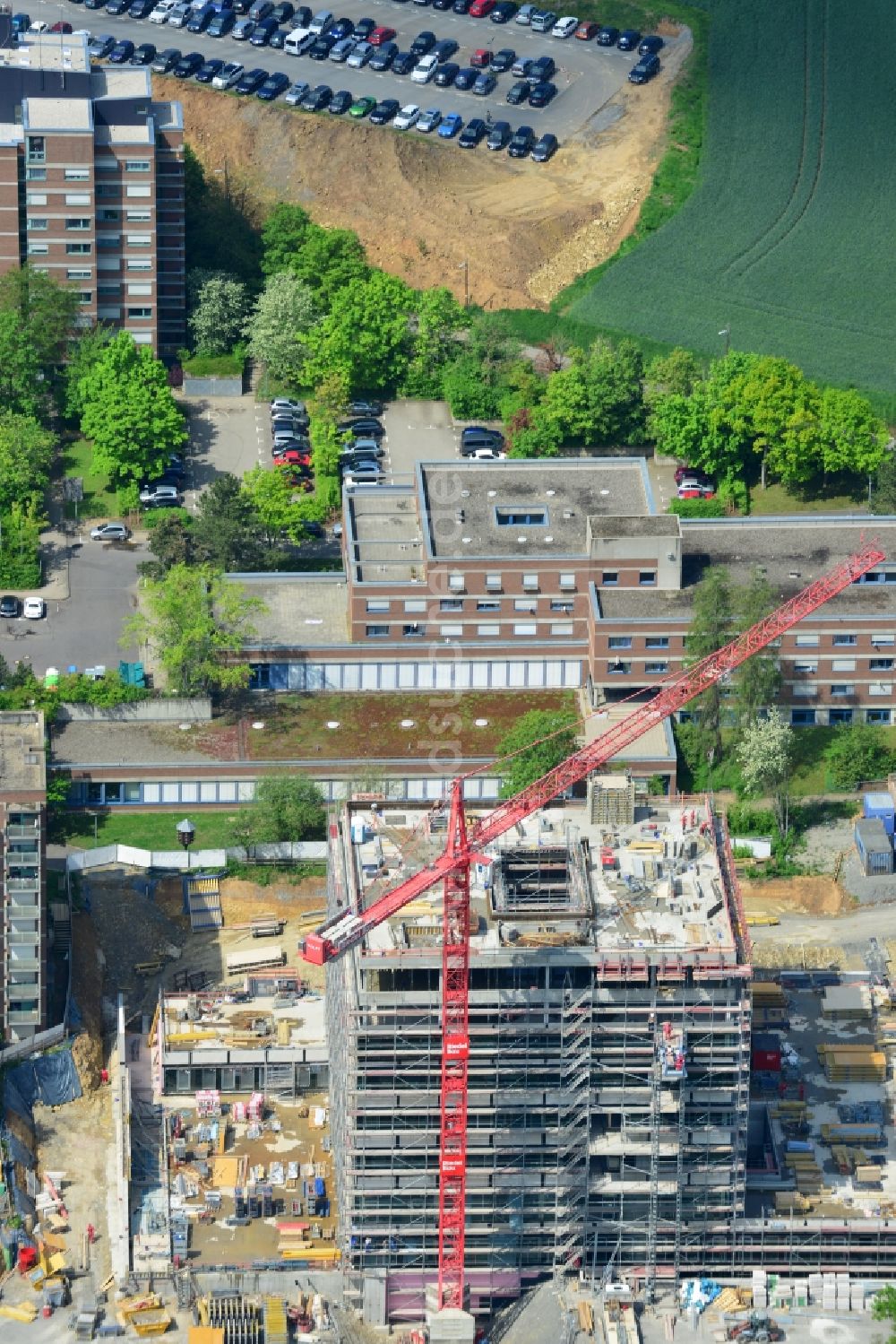 Luftbild Würzburg - Baustelle zum Neubau Forschungsgebäude für das DZHI in Würzburg im Bundesland Bayern