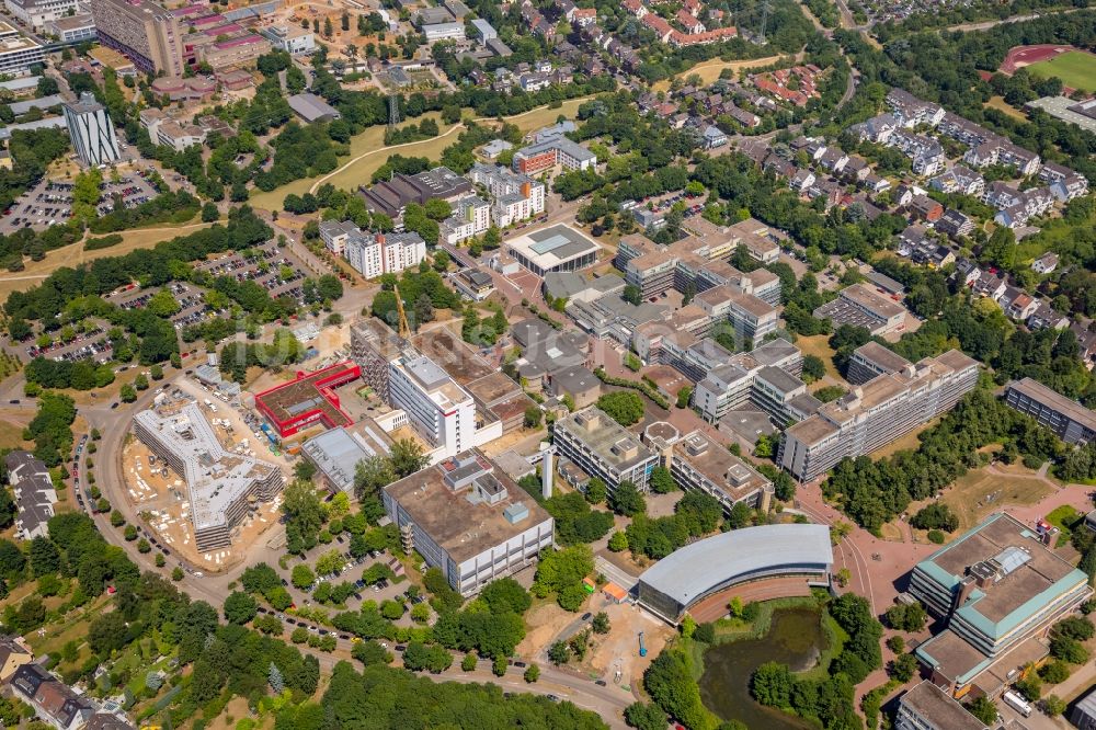 Luftbild Düsseldorf - Baustelle zum Neubau des Forschungsgebäude der Lebenswissenschaften an der Universitätsstraße in Düsseldorf im Bundesland Nordrhein-Westfalen, Deutschland