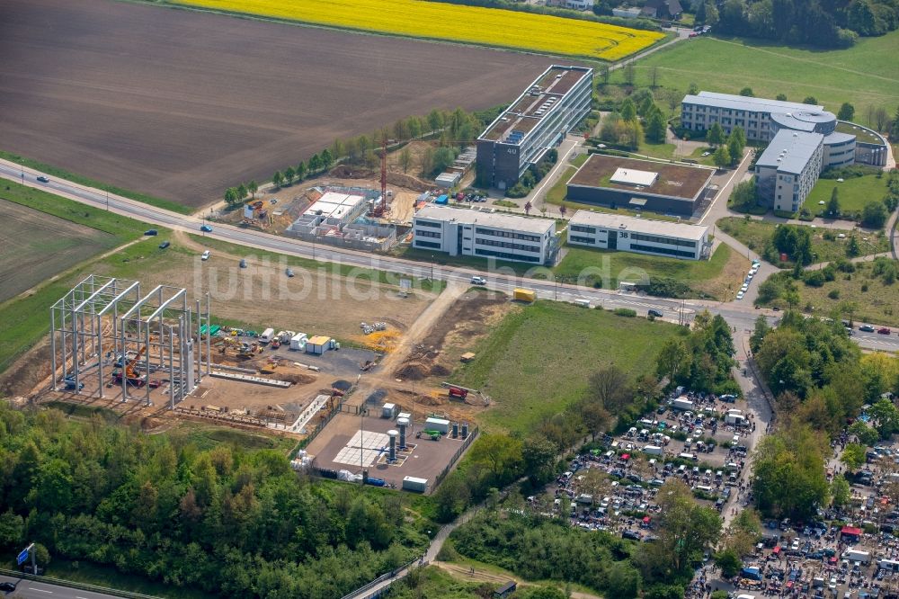 Dortmund aus der Vogelperspektive: Baustelle zum Neubau des Forschungszentrum für Hochspannungs-Gleichstrom-Übertragung an der Emil-Figge-Straße in Dortmund im Bundesland Nordrhein-Westfalen