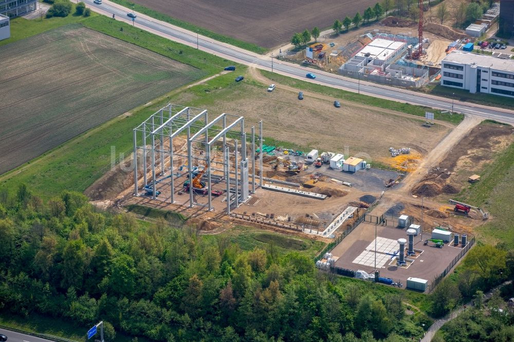 Luftbild Dortmund - Baustelle zum Neubau des Forschungszentrum für Hochspannungs-Gleichstrom-Übertragung an der Emil-Figge-Straße in Dortmund im Bundesland Nordrhein-Westfalen