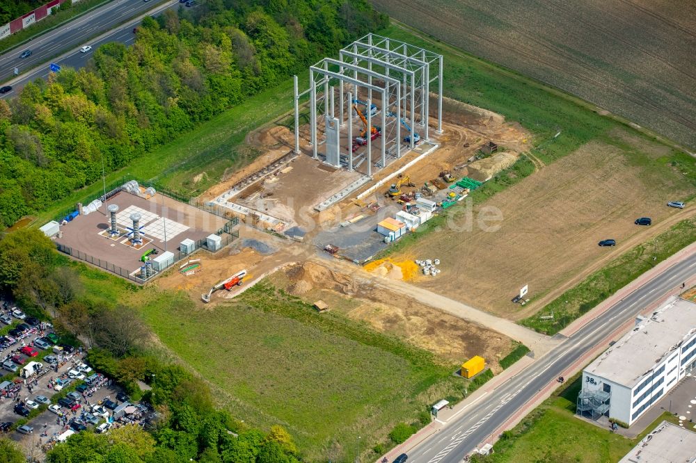 Luftaufnahme Dortmund - Baustelle zum Neubau des Forschungszentrum für Hochspannungs-Gleichstrom-Übertragung an der Emil-Figge-Straße in Dortmund im Bundesland Nordrhein-Westfalen