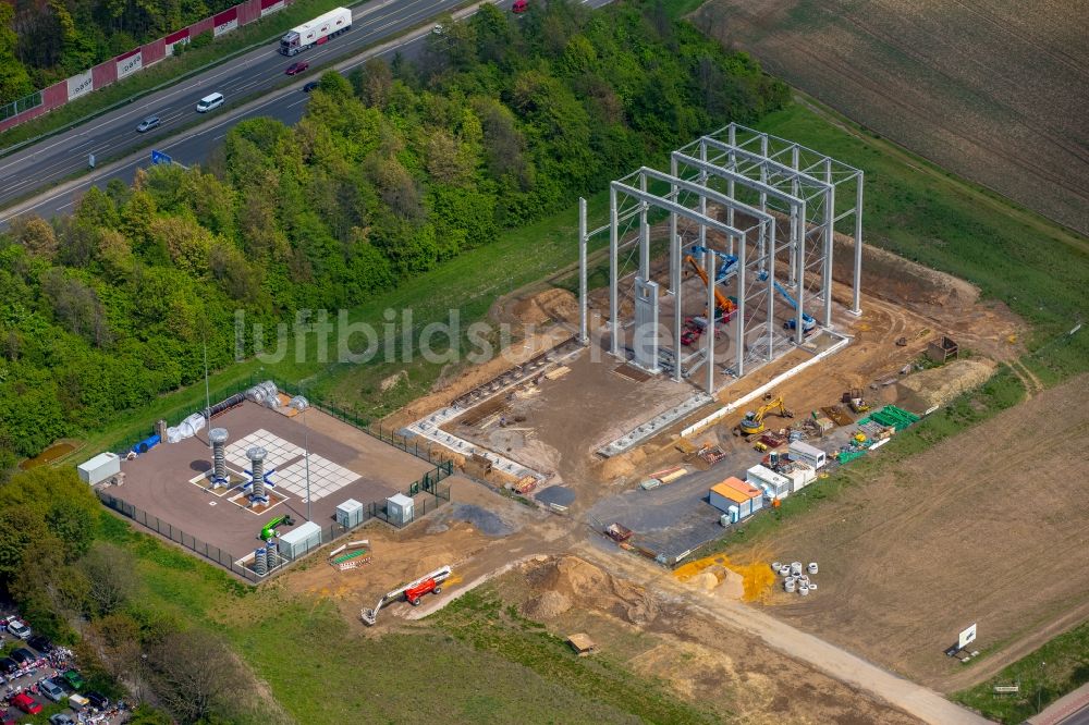 Dortmund von oben - Baustelle zum Neubau des Forschungszentrum für Hochspannungs-Gleichstrom-Übertragung an der Emil-Figge-Straße in Dortmund im Bundesland Nordrhein-Westfalen