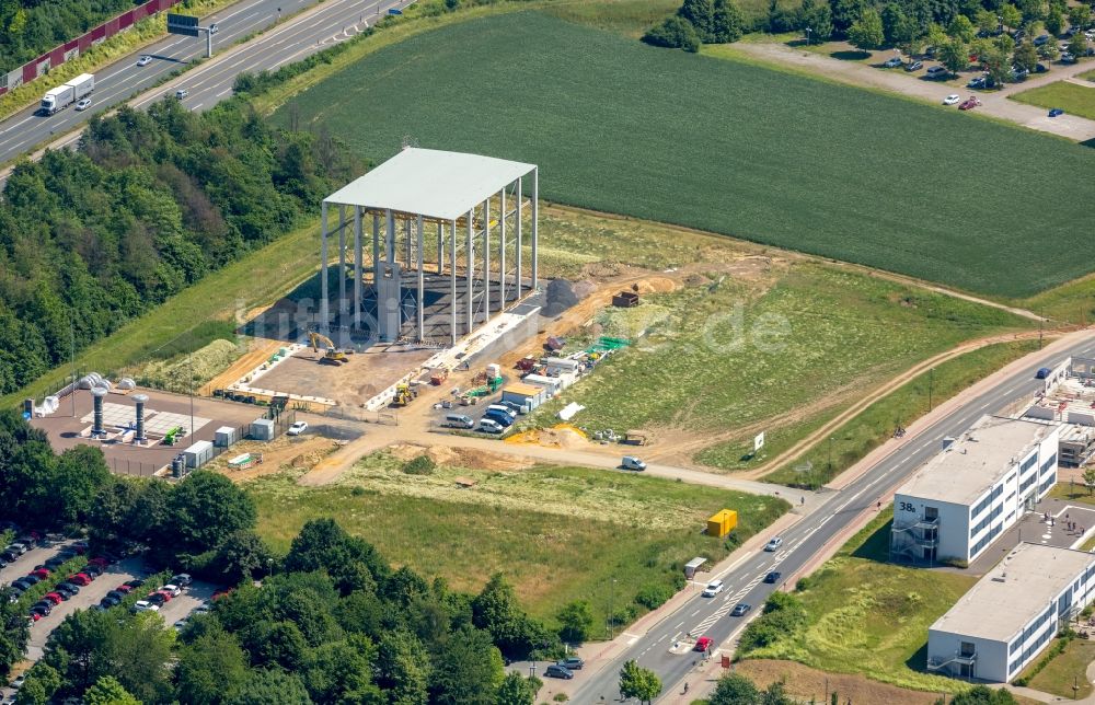 Dortmund aus der Vogelperspektive: Baustelle zum Neubau des Forschungszentrum für Hochspannungs-Gleichstrom-Übertragung an der Emil-Figge-Straße in Dortmund im Bundesland Nordrhein-Westfalen