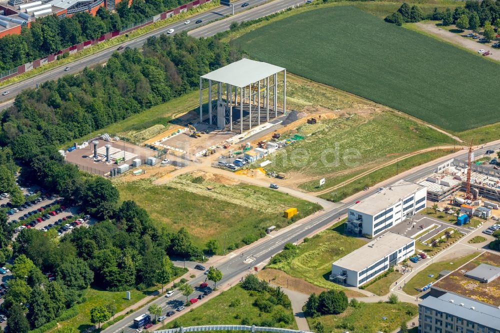 Luftbild Dortmund - Baustelle zum Neubau des Forschungszentrum für Hochspannungs-Gleichstrom-Übertragung an der Emil-Figge-Straße in Dortmund im Bundesland Nordrhein-Westfalen