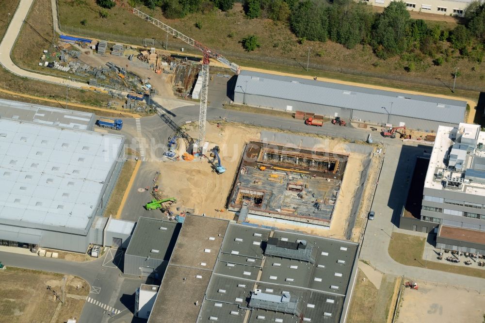 Luftbild Blankenfelde-Mahlow - Baustelle zum Neubau eines Forschungszentrums am Standort der Rolls-Royce MTOC GmbH im Gewerbepark Dahlewitz in Blankenfelde-Mahlow im Bundesland Brandenburg