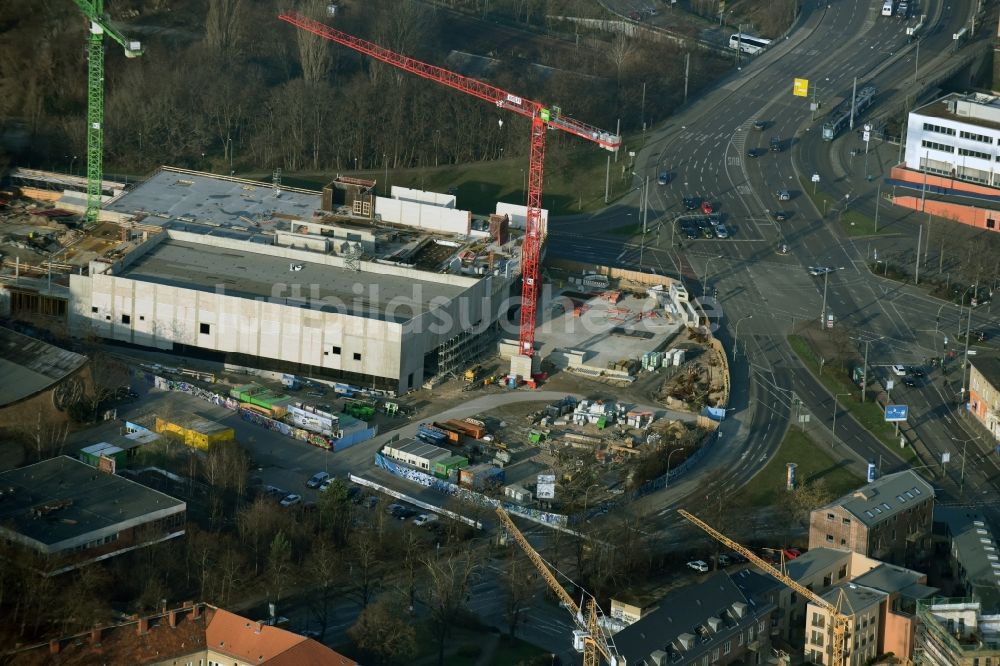 Luftaufnahme Potsdam - Baustelle zum Neubau eines Freizeitbades mit Schwimmhalle in Potsdam im Bundesland Brandenburg