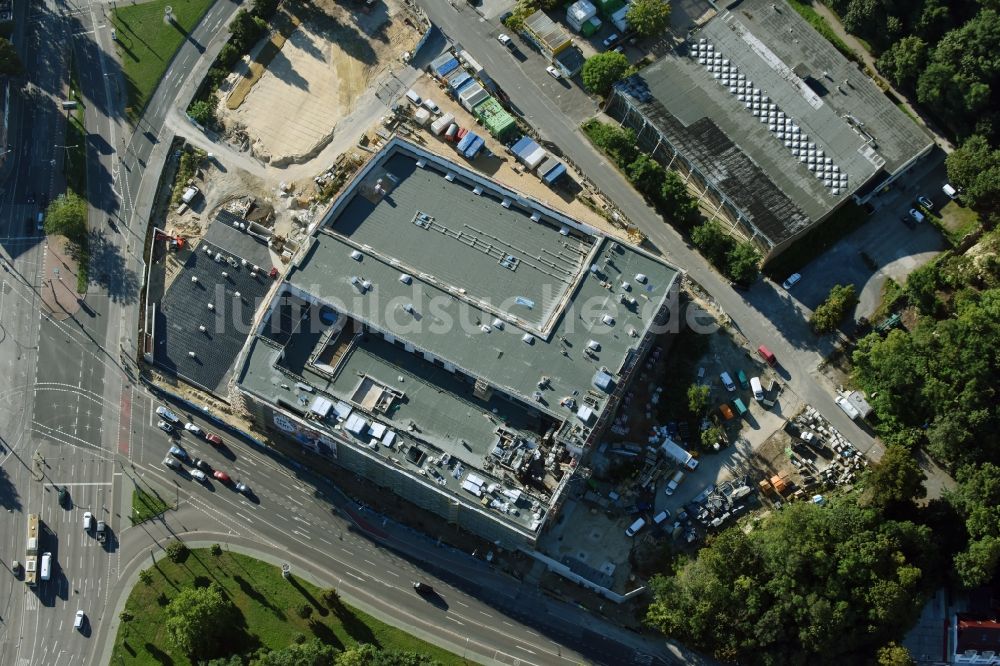 Potsdam von oben - Baustelle zum Neubau eines Freizeitbades mit Schwimmhalle in Potsdam im Bundesland Brandenburg