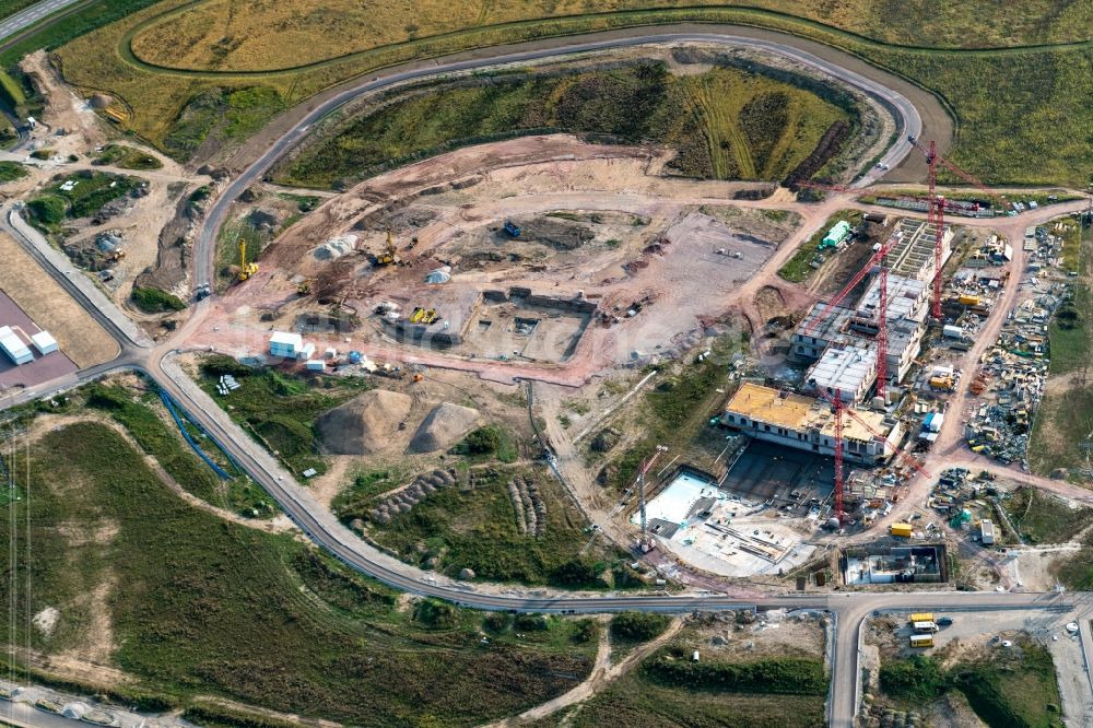 Luftbild Rust - Baustelle zum Neubau der Freizeiteinrichtung Wasserpark Europa-Park in Rust im Bundesland Baden-Württemberg, Deutschland