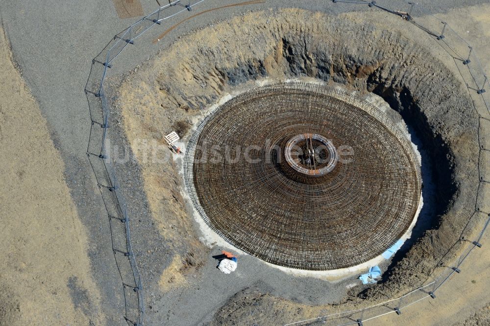 Sohl von oben - Baustelle zum Neubau der Fundamente in Stahlgeflechtbauweise für den künftigen Windpark in Sohl im Bundesland Nordrhein-Westfalen