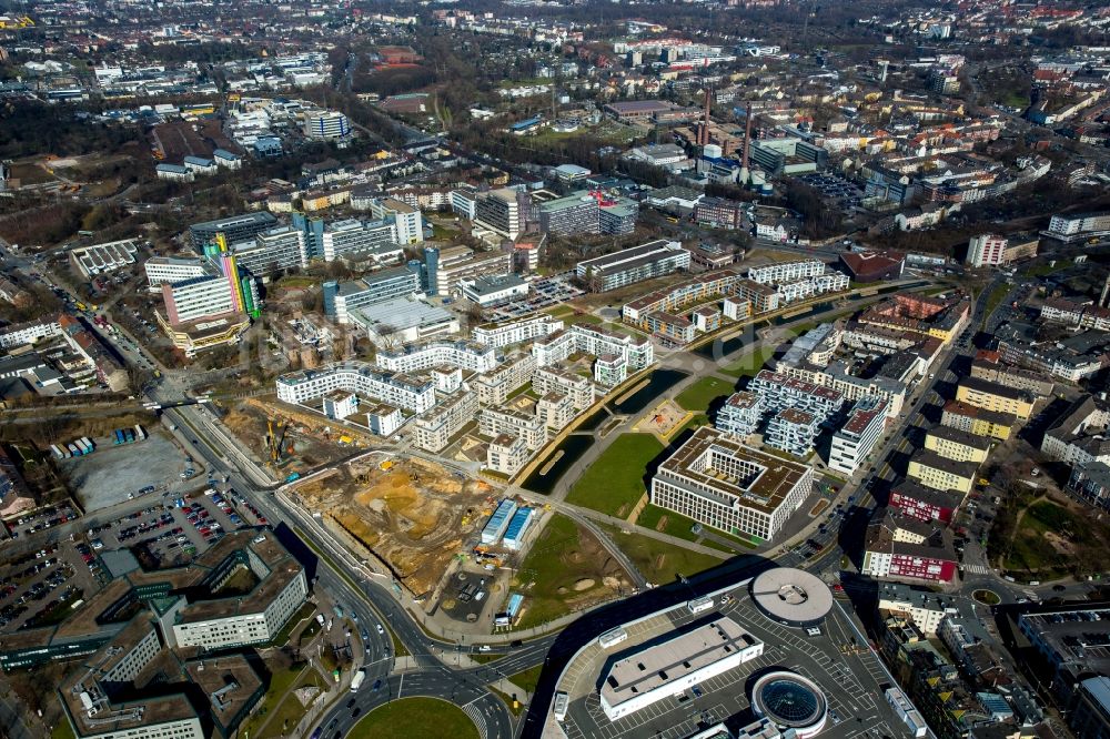 Luftbild Essen - Baustelle zum Neubau der Funke Medienzentrale am Berliner Platz in Essen im Bundesland Nordrhein-Westfalen