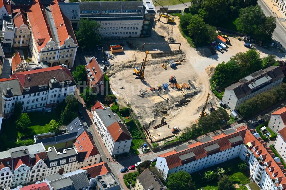 Rostock aus der Vogelperspektive: Baustelle zum Neubau eines Gebaudes der Stadtverwaltung - Rathaus in Rostock im Bundesland Mecklenburg-Vorpommern, Deutschland